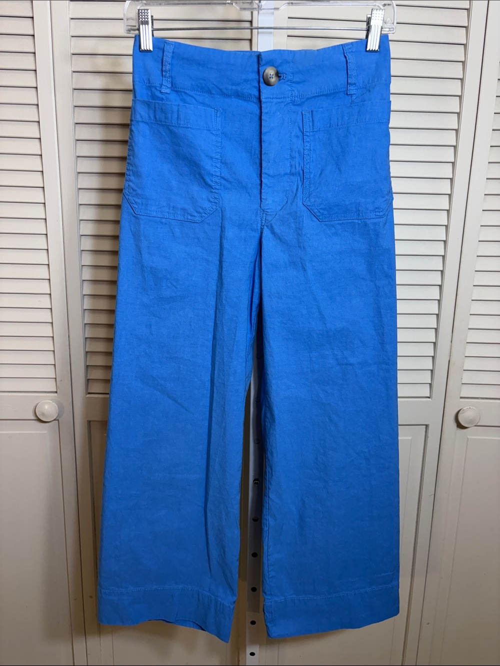 Anthropologie Maeve Colette Blue Wide-Leg Cropped Pants Size 27 Petite